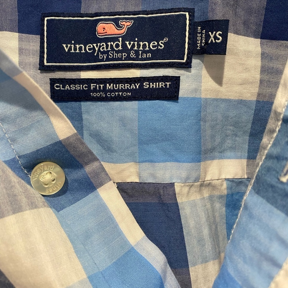 Vineyard Vines Classic Fit Murray Men’s XS Shirt Button Down Blue Plaid - Picture 3 of 3